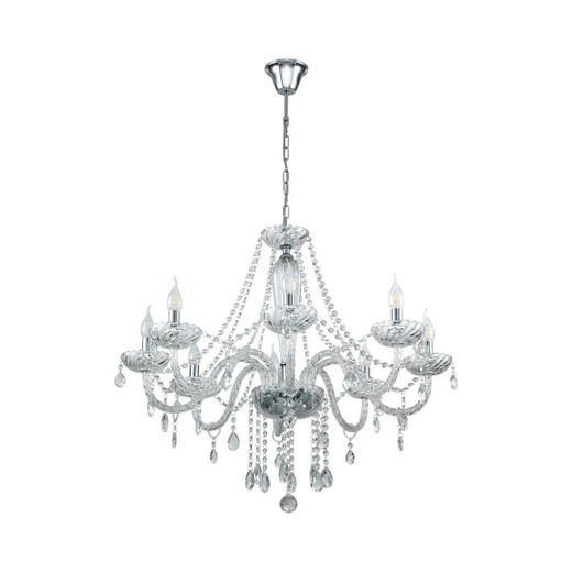 Eglo Lighting Basilano 1 8 Light Chrome with Clear Glass Chandelier