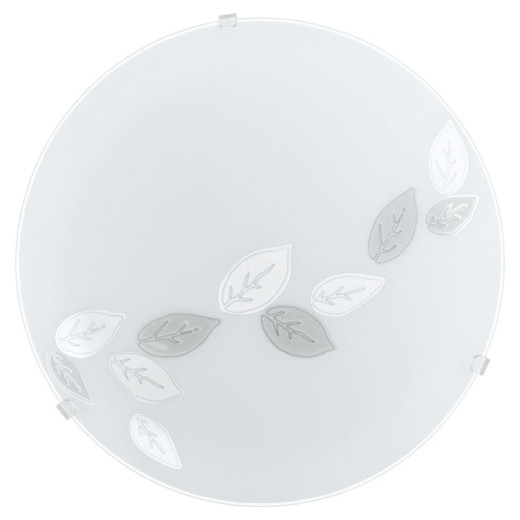 Eglo Lighting Mars White with Design Leafs Satin Glass Wall and Ceiling Light