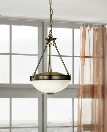 Eglo Lighting Savoy Bronzed with White Satin Glass Pendant Light