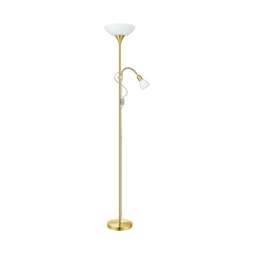 Eglo Lighting UP 2 Matt Brass with White Plastic and Glass Shade Floor Lamp