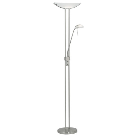 Eglo Lighting Baya Satin Nickel with White Satin Glass Shade Floor Lamp