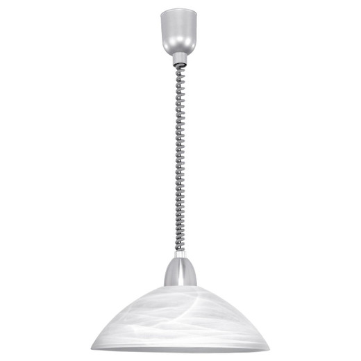 Eglo Lighting Lord 2 Silver and Satin Nickel with White Alabaster Glass Shade Pendant Light