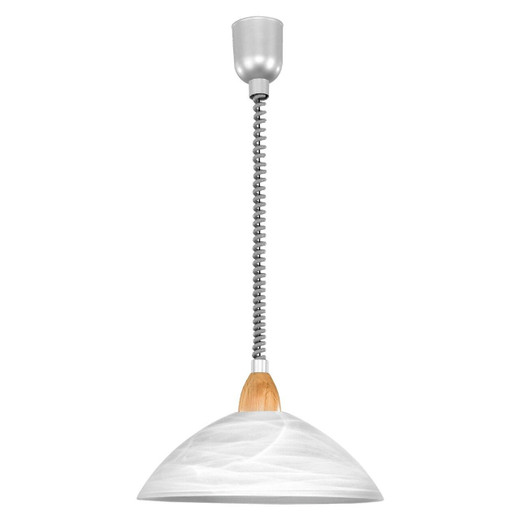 Eglo Lighting Lord 2 Silver and Satin Nickel and Beech with White Alabaster Glass Shade Pendant Light