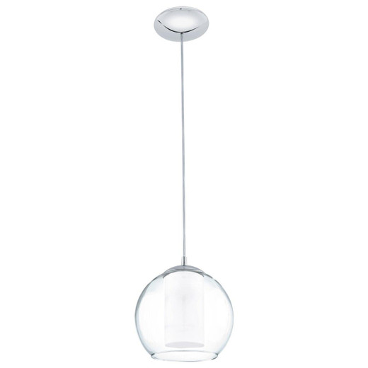 Eglo Lighting Bolsano Chrome with Clear White Satin Glass Pendant Light