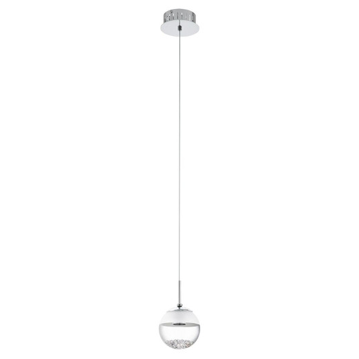 Eglo Lighting Montefio 1 Chrome with Clear White Crystal Glass Shade Pendant Light