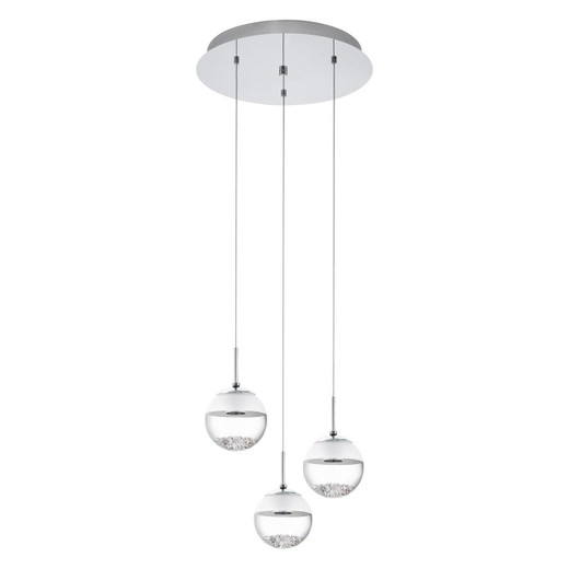 Eglo Lighting Montefio 1 3 Light Chrome with Clear White Crystal Glass Shade Pendant Light