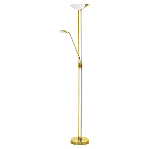 Eglo Lighting Baya LED brass with Satined White Glass and Plastic Shades Floor Lamp