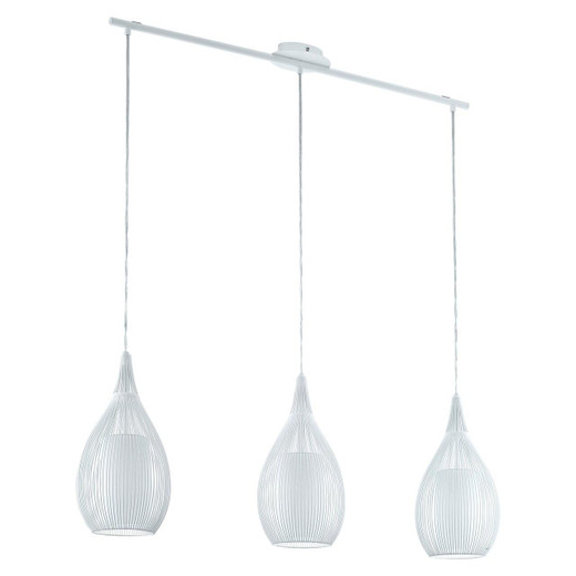 Eglo Lighting Razoni 3 Light White with Steel Satin Glass Shade Bar Pendant Light