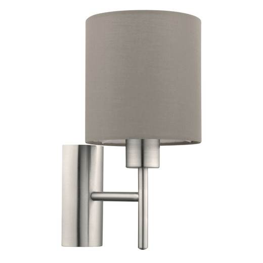 Pasteri Satin Nickel with Taupe Fabric Shade Wall Light