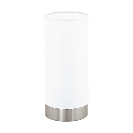 Eglo Lighting Pasteri Satin Nickel with White Fabric Shade Touch Table Lamp