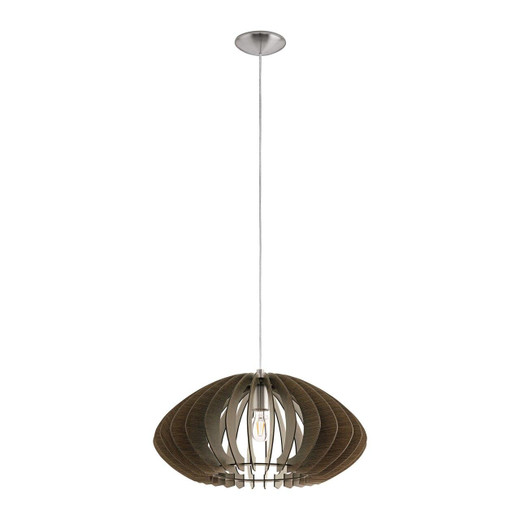 Eglo Lighting Cossano 2 500 Satin Nickel with Dark Brown Shade Pendant Light