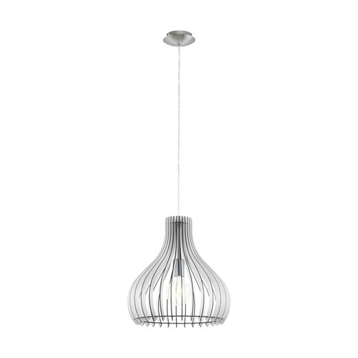 Eglo Lighting Tindori Satin Nickel with White Wood Shade Pendant Light