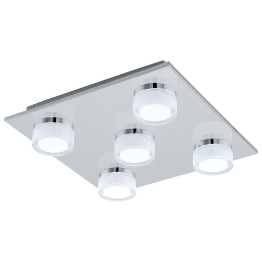 Eglo Lighting Romendo 1 5 Light Chrome with Clear Satined Shade Ceiling Light