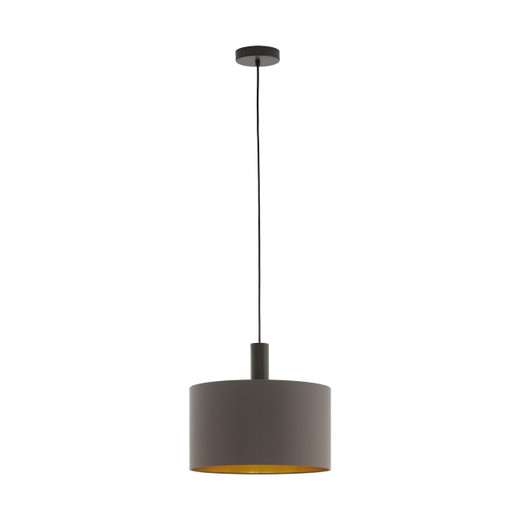 Eglo Lighting Concessa 1 380 Dark Brown with Cappuccino and Gold Fabric Shade Pendant Light