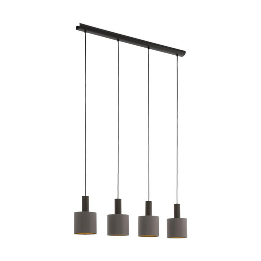 Eglo Lighting Concessa 1 4 Light Dark Brown with Cappuccino and Gold Fabric Shade Bar Pendant Light