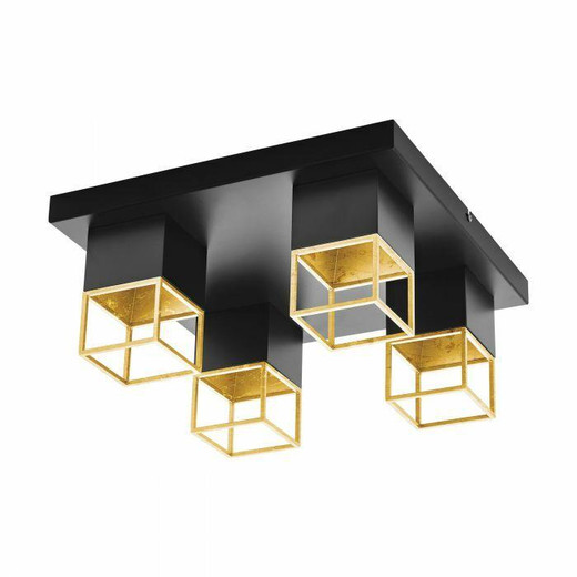 Eglo Lighting Montebaldo 4 Light Black and Gold Ceiling Light