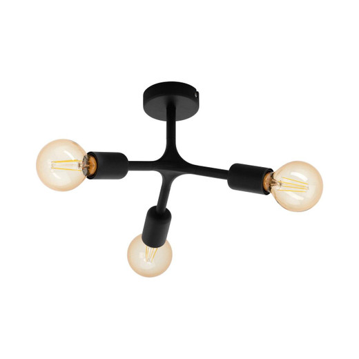 Eglo Lighting Bocadella 1 3 Light lack Semi Flush Ceiling Light