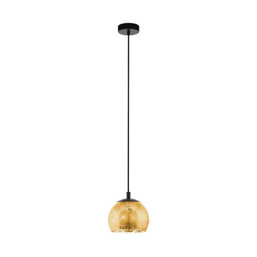 Eglo Lighting Albaraccin 190 Black with Gold Coloured Glass Shade Pendant Light