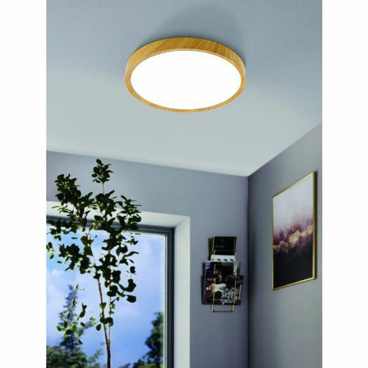 Eglo Lighting Musurita 440 Natural Wood with White Shade Ceiling Light