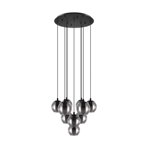 Eglo Lighting Ariscani 10 Light Black with Black Transparent Glass Cluster Pendant Light