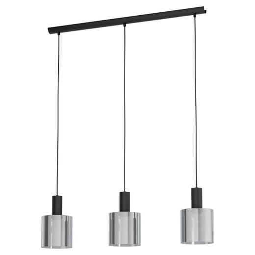 Eglo Lighting Gorosiba 3 Light Black with black Vaporized Glass Bar Pendant Light