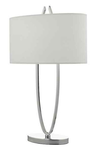 Utara Polished Chrome With Ivory Faux Silk Shade Table Lamp