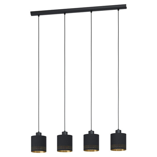 Eglo Lighting Esteperra 4 Light Black with Black and Gold Fabric Bar Pendant Light