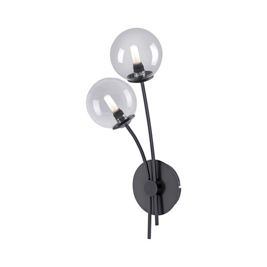 Paul Neuhaus WIDOW 2 Light Black with White Glass Shade Wall Light