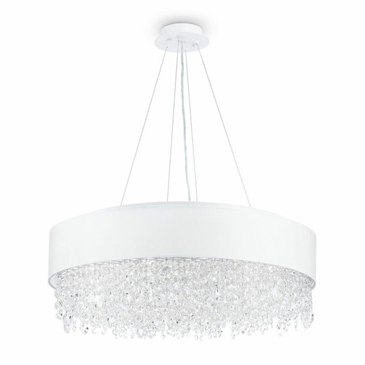 Maytoni Manfred 10 Light White Shade with Glass Crystal Droplets Pendant Light