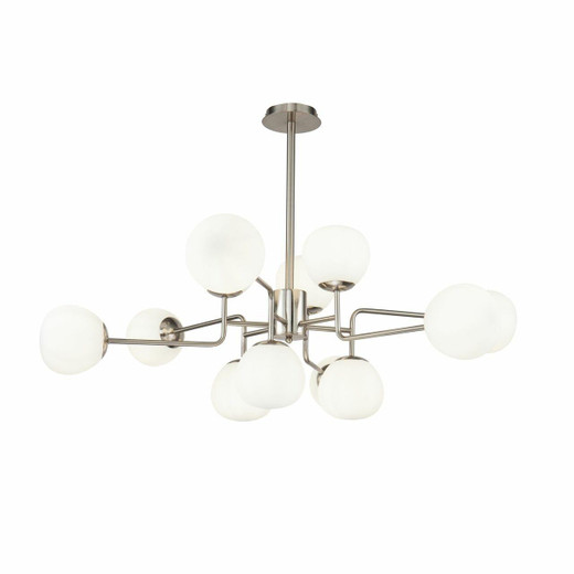 Maytoni Erich 12 Light Nickel with Opal Glass Pendant Light