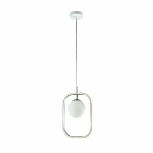 Maytoni Avola Matt White with Silver and Opal Glass Pendant Light