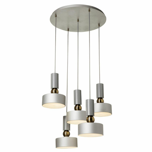 Maytoni Void 5 Light Grey with Brass Detail Cluster Pendant Light