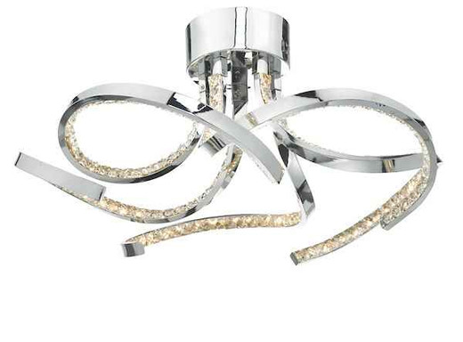 Zya 5 Light Polished Chrome & Crystal LED Flush Ceiling Light