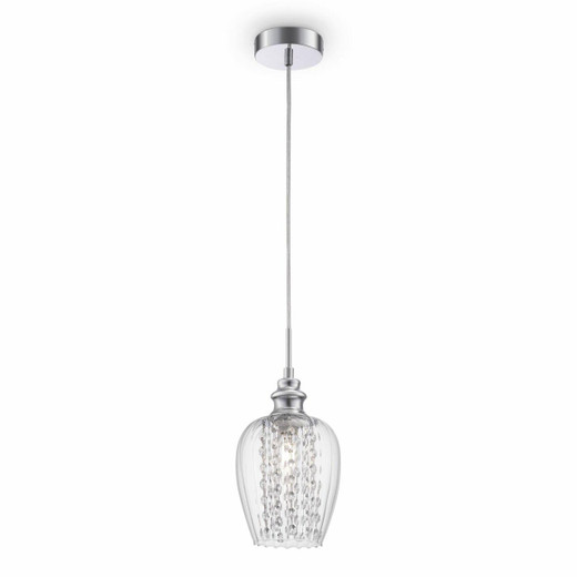 Maytoni Blues Satin Nickel With Clear Glass And Crystal Droplet Pendant Light