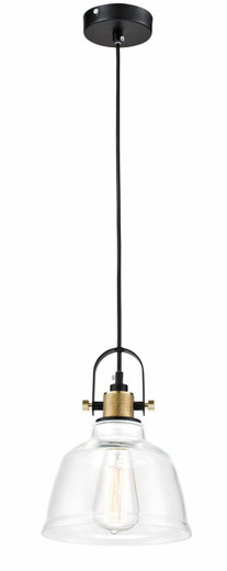 Maytoni Irving 200mm Black With Brass And Clear Glass Pendant Light