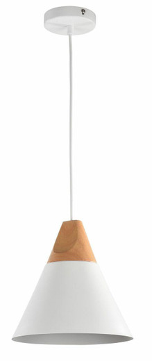 Maytoni Bicones 220mm White with Wood Detail Pendant Light