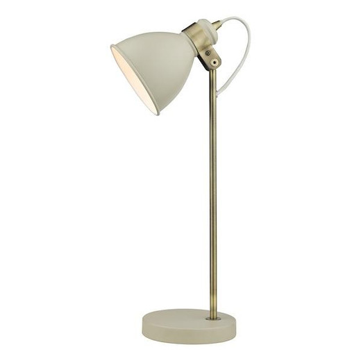 Dar Lighting Frederick Gloss Cream with Satin Chrome Adjustable Table Lamp