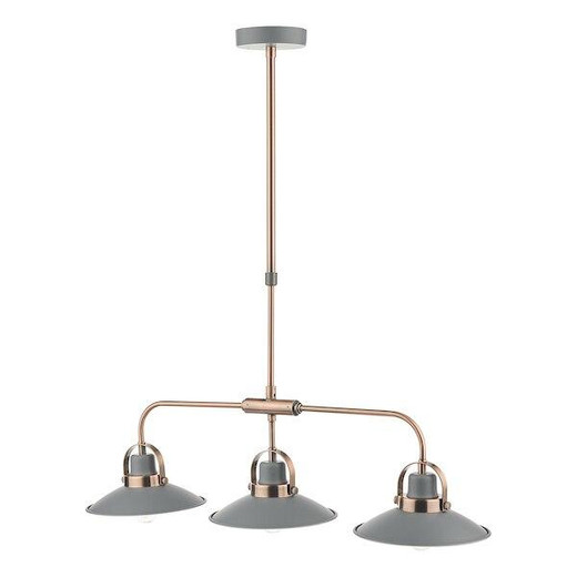 Dar Lighting Liden 3 Light Matt Grey Graphite with Copper Detail Bar Pendant