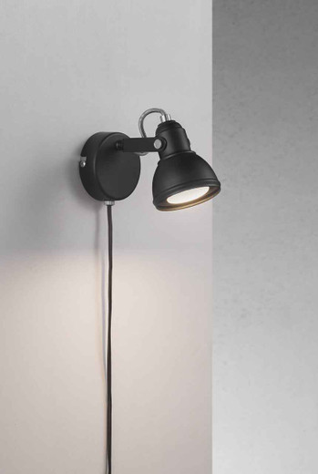 Aslak Black Adjustable Head Wall Light