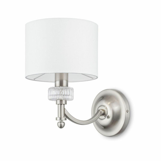 Maytoni Alicante Satin Nickel and Glass with White Shade Wall Light