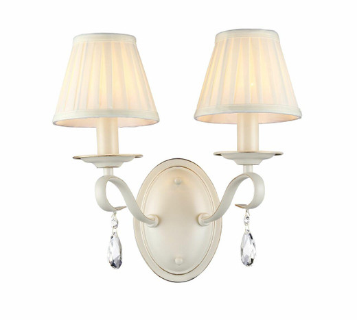 Maytoni Brionia 2 Light Beige and Gold with Cream Shades Wall Light