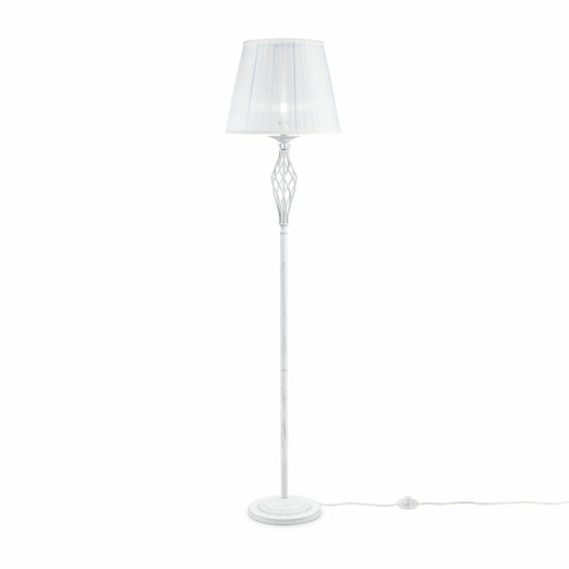 Maytoni Grace Antique White and Gold with White Organza Shades Floor Lamp