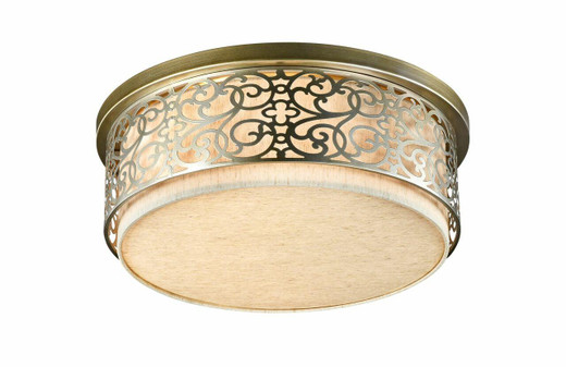 Maytoni Venera 5 Light Antique Brass with Linen Fabric Shade Flush Ceiling Light