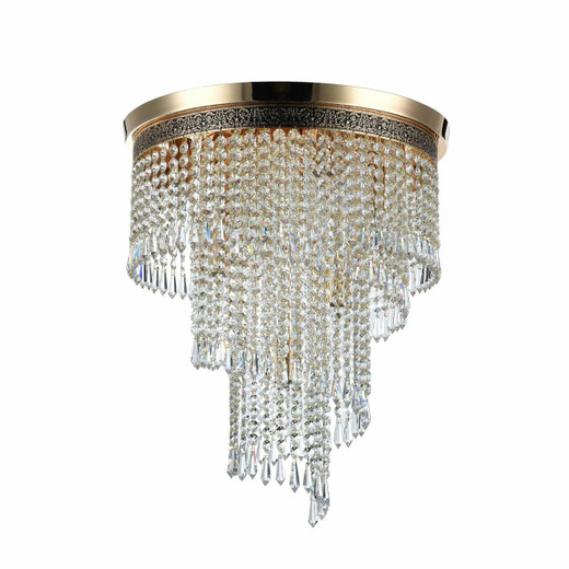 Maytoni Cascade 7 Light Antique Gold and Brass Crystal Ceiling Light