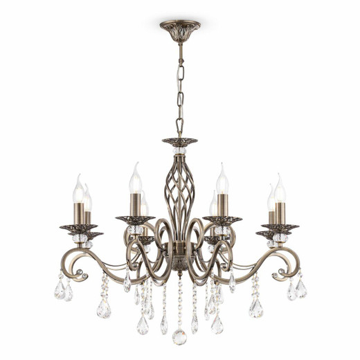 Maytoni Grace 8 Light Antique Brass with Crystal Pendant Light