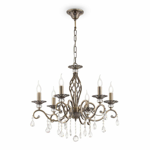 Maytoni Grace 6 Light Antique Brass with Crystal Pendant Light