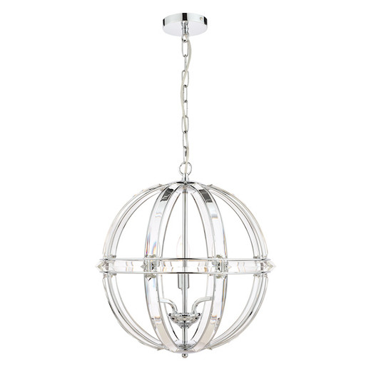 Aidan 5 Light Glass & Polished Chrome Globe Chandelier