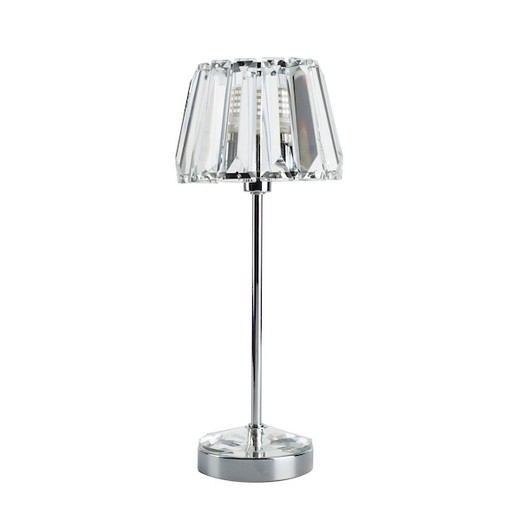 Capri Small Polished Chrome With Crystal Glass Shade Table Lamp