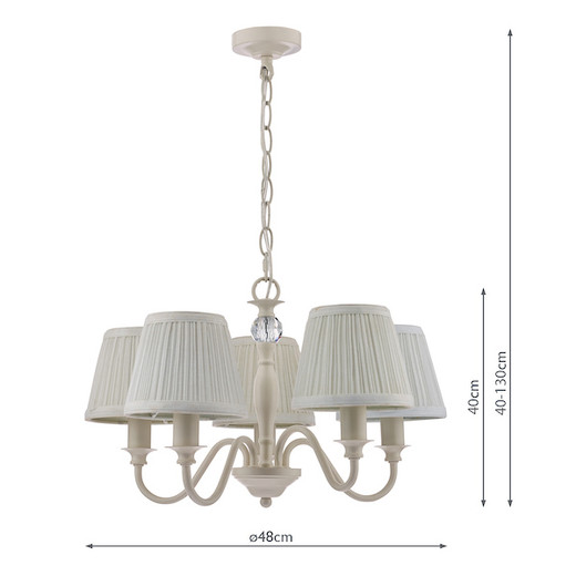 Ellis 5 Light Satin-Painted Spindle with Ivory Shades Chandelier
