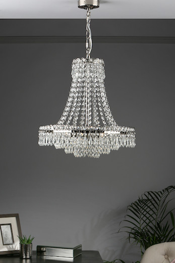 Enid 5 Light Polished Nickel & Cut Glass Chandelier